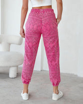 Lola Cotton Pocketed Eyelet Joggers - Hot Pink